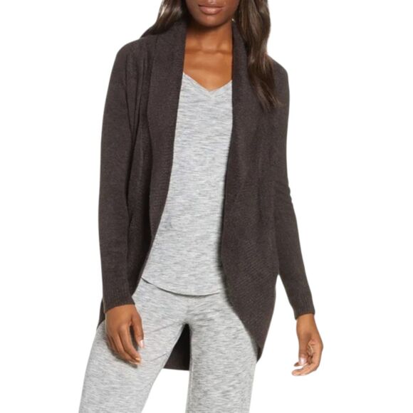 BAREFOOT DREAMS Cozychic Lite Circle Cardigan Sweater Size XS/S Open #452 Brown - Picture 1 of 16